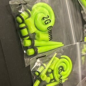 Neon Green Ear Gauges and Tapers Set